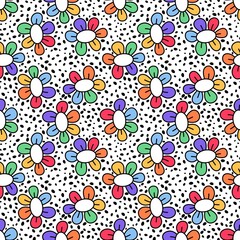 Abstract pride flowers seamless lgbtq rainbow pattern for fabrics and linens and summer party accessories