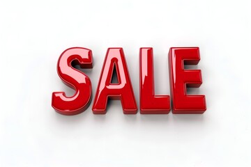 3d sale red color banner on clean white background