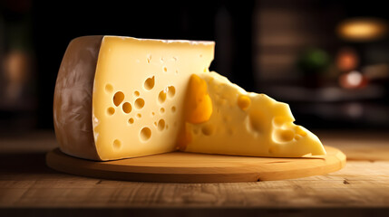 Cheese background, isolated large piece of cheese