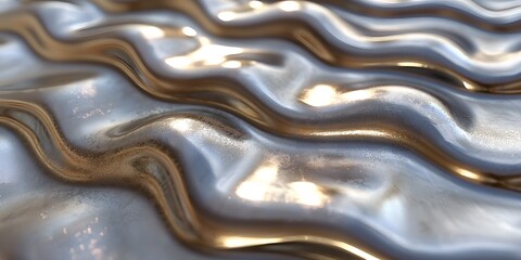 Chrome silver golden waves background