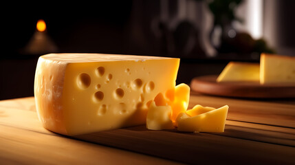 Cheese background, isolated large piece of cheese