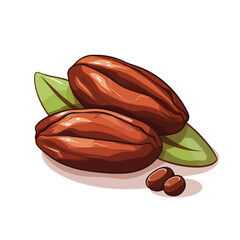 Cocoa bean isolated on white background cartoon vect