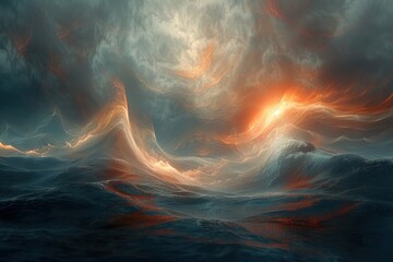 Fantasy Landscape Illusionistic Digital Mesmerizing Wave Pattern