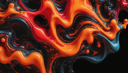 Obraz premium Different colored liquids mix together very dynamically to create abstract shapes and color combinations