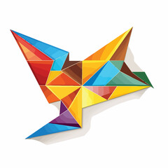 Fototapeta na wymiar Color tangram puzzle in flying bird shape on white b