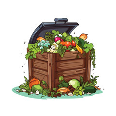 Compost bin icon. Waste clipart isolated on white ba