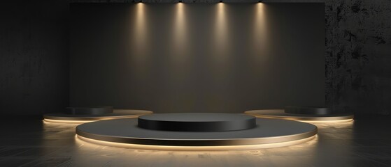 Round Table Surrounded by Lights in Dark Room