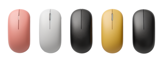 Various colored wired mouse  lined up in a row 