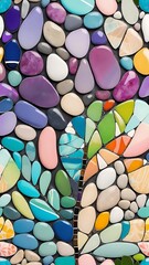 colorful decorative wall of stones
