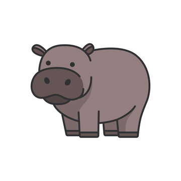 Hippopotamus flat icon on white background. Vector illustration.