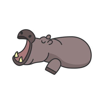 Hippopotamus. Vector illustration of a funny hippo.