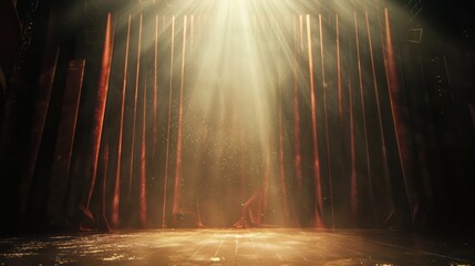 Stage With Curtain and Light - obrazy, fototapety, plakaty