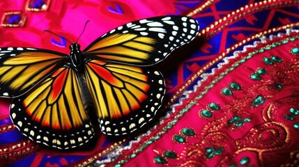a butterfly on a fabric