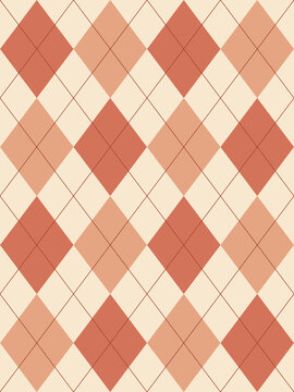 Argyle pattern. Coral. Seamless geometric background for clothing, wrapping paper.