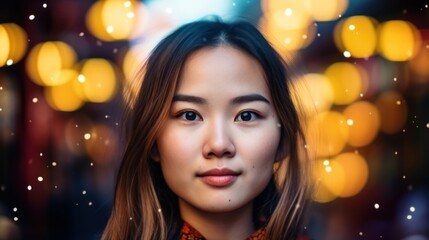 a woman with long hair and a red shirt