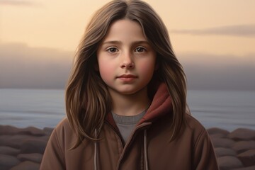 Fototapeta premium a girl with long hair wearing a brown jacket