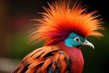 Fototapeta premium a colorful bird with orange and blue hair