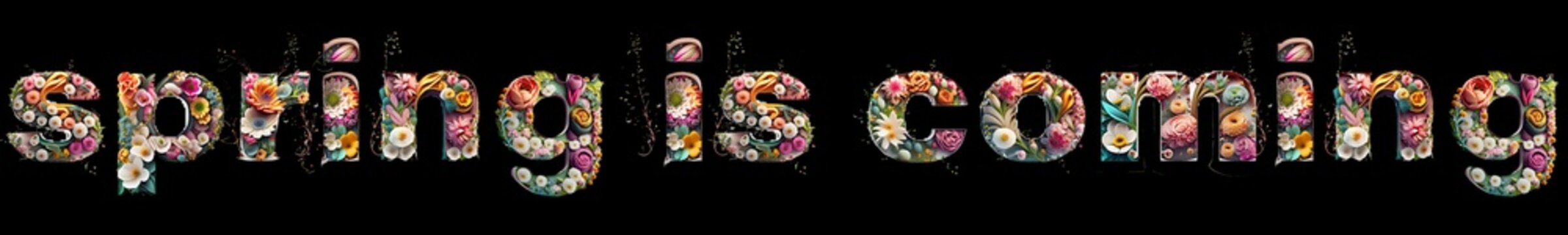 Generated image of text, spring in coming