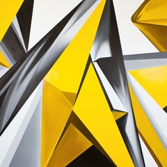 a yellow and grey triangle painting