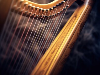 close up of a harp