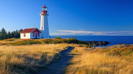 beautiful view of a Sheringham Point lighthouse on Vancouver Island generative ai