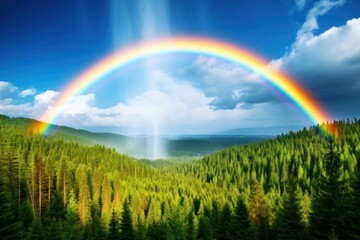 Obraz premium a rainbow over a forest
