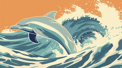 Sleek dolphin illustration generative ai