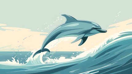 Sleek dolphin illustration generative ai - obrazy, fototapety, plakaty