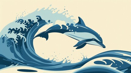 Sleek dolphin illustration generative ai