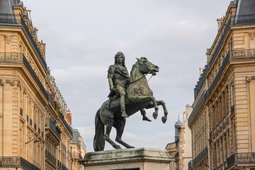 Ancienne statue du roi Louis XIV à Paris - obrazy, fototapety, plakaty