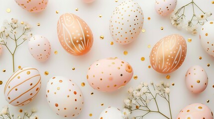 Fototapeta na wymiar Hand painted Easter eggs on white background. Easter celebration concept.