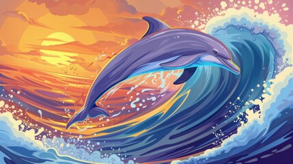 Sleek dolphin illustration generative ai