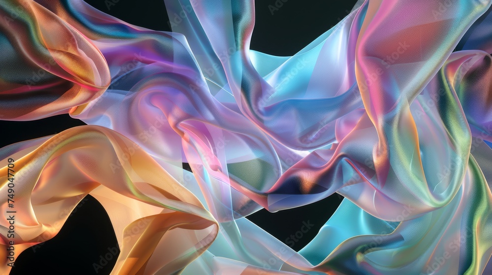 Aufkleber An intricate image showcasing a delicate play of light and shadow on multifaceted silk textures, emanating a sense of depth and dimension