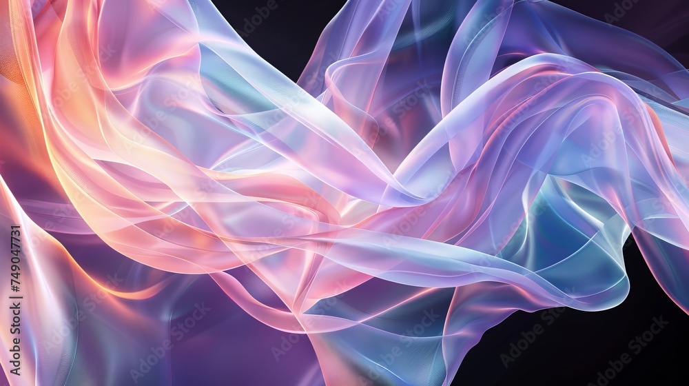 Poster This image captures the essence of lightness and whimsy as pastel fabrics seem to intertwine gracefully in an endless dance