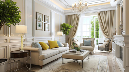 Fototapeta na wymiar Interior of stylish living room . Generative Ai