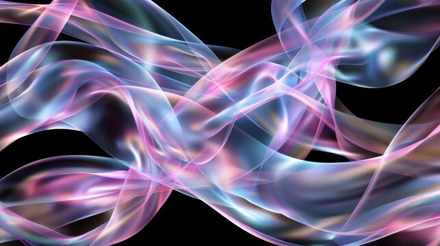 Vibrant neon colors twist and turn creating a surreal abstract composition that exudes a sense of motion and fluidity