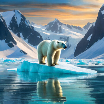 Polar bea on a glacier