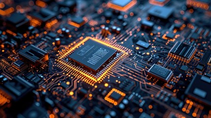 Fototapeta premium CPU chipset on circuit board. electronic circuit board,