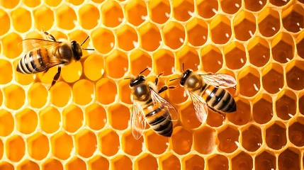 Fotobehang Golden honeycomb close-up © ma