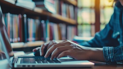 hands typing in front of a computer or laptop. Database Management Technology Concept