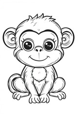 Monkey Coloring Page - Super Simple