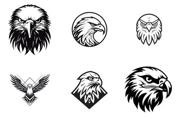 set lf 

set lof 
set of bold eagle bird  black and white vector illustration isolated transparent background logo, cut out or cutout t-shirt print design