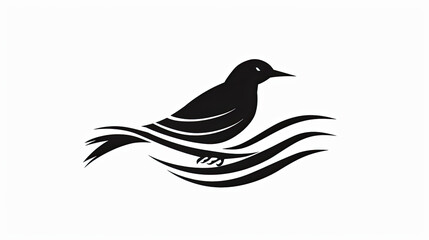 silhouette logo of a bird on white  background - obrazy, fototapety, plakaty