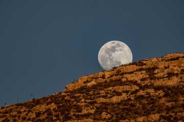 Full Moon Over Ridge In Guadalupe Mountains