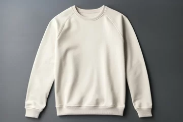 Foto op Aluminium Ivory blank sweater without folds flat lay isolated on gray modern seamless background  © GalleryGlider