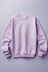 Lilac blank sweater without folds flat lay isolated on gray modern seamless background