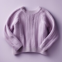 Lilac blank sweater without folds flat lay isolated on gray modern seamless background