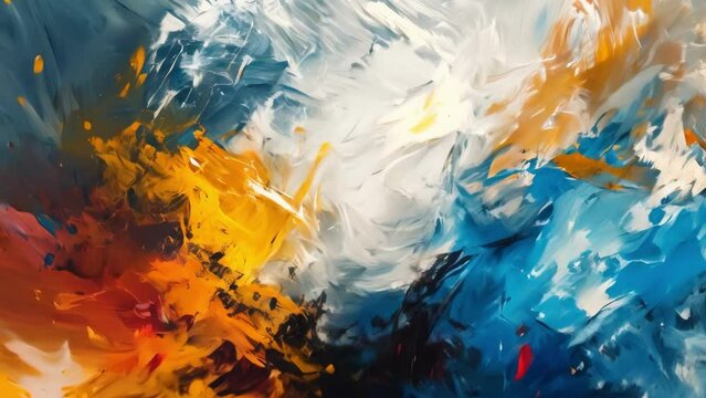 Abstract Painting With Blue, Yellow, and Red Colors