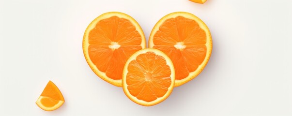 Orange heart isolated on background, flat lay, vecor illustration 