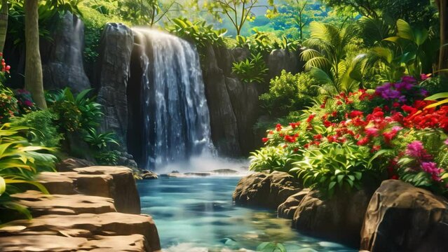 Painting of a Waterfall in the Jungle